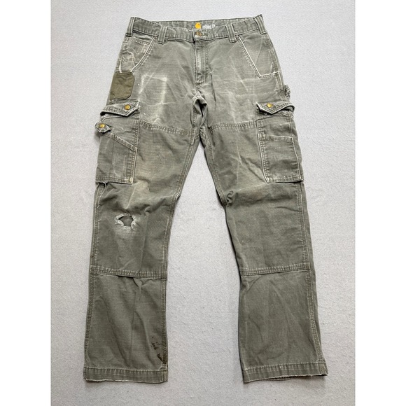 Carhartt Other - Carhartt Cargo Pants Mens 34x31 Olive Green Double Knee Ripstop Workwear Utility